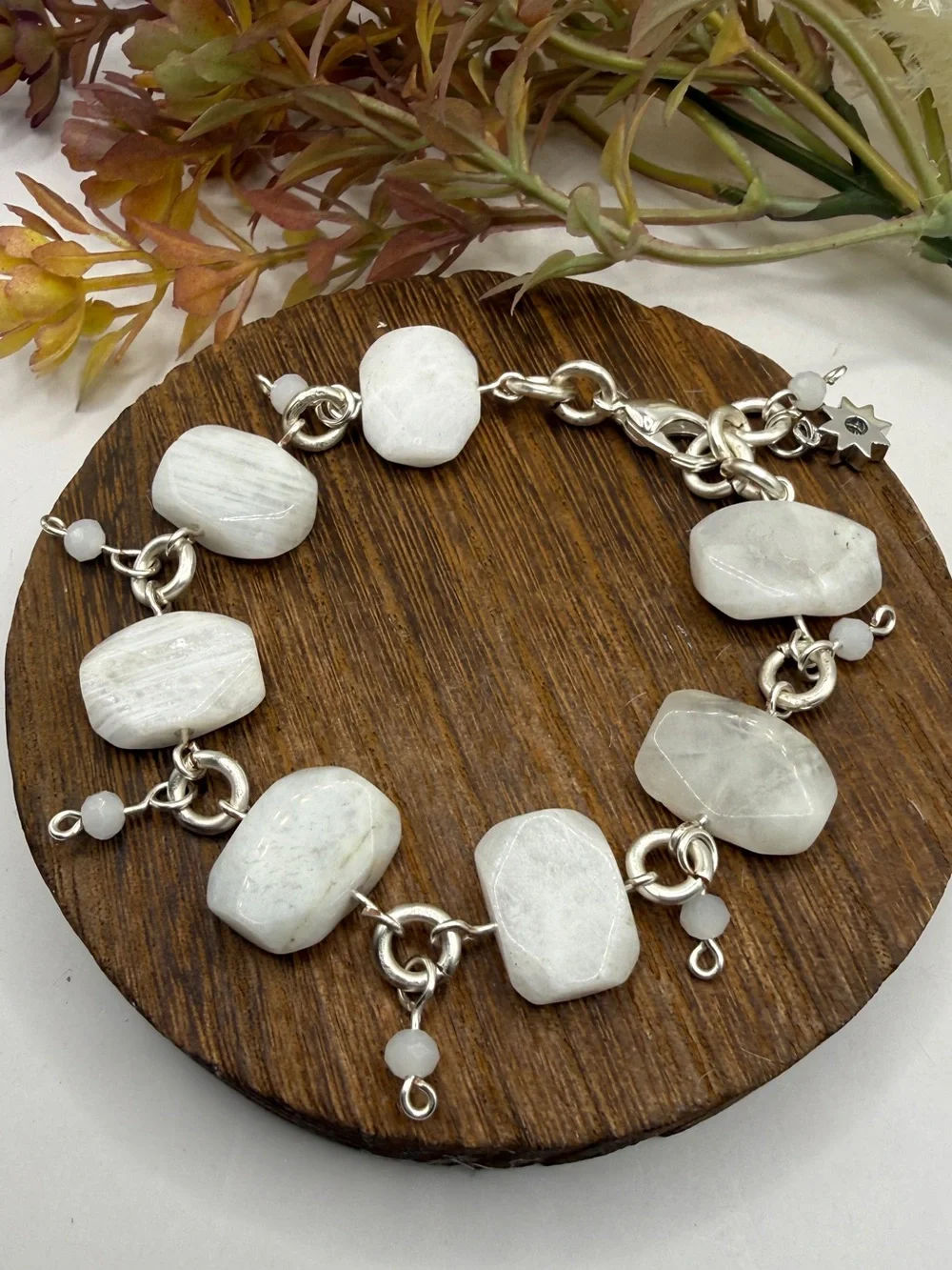 Handmade White Quartz Slap Stone Link Bracelet